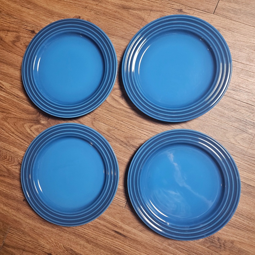 Set of 4 Le Creuset Salad Plate 8.5" Marseille Blue Lightly Used